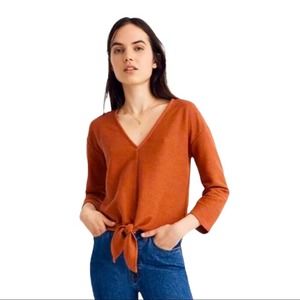 MADEWELL Top women’s Extra Extra Small Texture & Thread Rust Orange Tie front